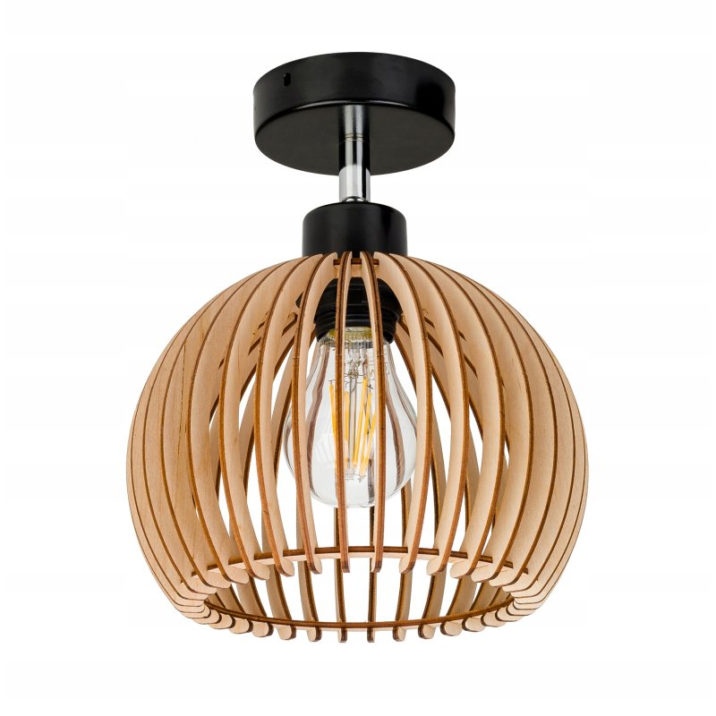 LAMPA KINKIET ŚCIENNY REGULOWANY LOFT RUSTYKALNY KLOSZ KULA DREWNO E27