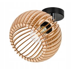 LAMPA KINKIET ŚCIENNY REGULOWANY LOFT RUSTYKALNY KLOSZ KULA DREWNO E27