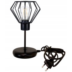 LAMPKA NOCNA LAMPA STOŁOWA LOFT CZARNA E27 DRUT DRUCIANA DIAMENT