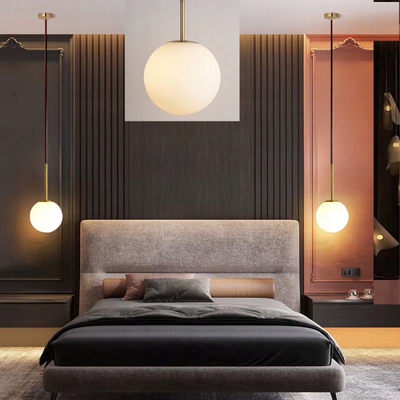 LAMPA WISZĄCA ZWIS ŻYRANDOL SUFITOWY ZŁOTY LOFT SZKLANY KLOSZ KULA na E27