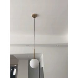 LAMPA WISZĄCA ZWIS ŻYRANDOL SUFITOWY ZŁOTY LOFT SZKLANY KLOSZ KULA na E27