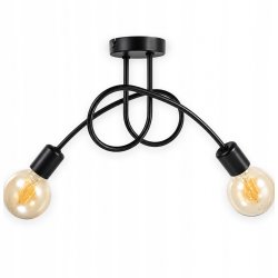 SUFITOWA LAMPA WISZĄCA PLAFON ŻYRANDOL CZARNY LOFT EDISON 2xE27