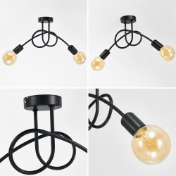 SUFITOWA LAMPA WISZĄCA PLAFON ŻYRANDOL CZARNY LOFT EDISON 2xE27