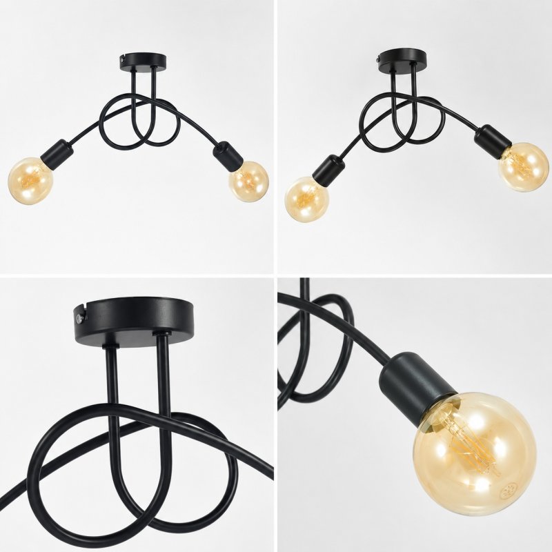 SUFITOWA LAMPA WISZĄCA PLAFON ŻYRANDOL CZARNY LOFT EDISON 2xE27