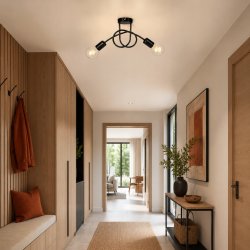 SUFITOWA LAMPA WISZĄCA PLAFON ŻYRANDOL CZARNY LOFT EDISON 2xE27
