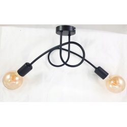 SUFITOWA LAMPA WISZĄCA PLAFON ŻYRANDOL CZARNY LOFT EDISON 2xE27