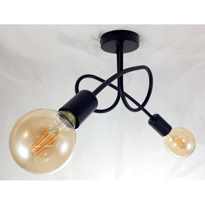 SUFITOWA LAMPA WISZĄCA PLAFON ŻYRANDOL CZARNY LOFT EDISON 2xE27