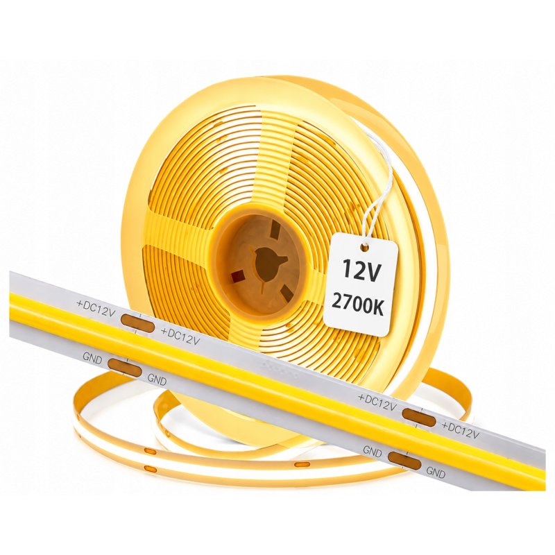 Taśma LED Neon COB 12V 11W/m 8mm 480 diod 2700K AMBER bardzo CIEPŁA - 5m