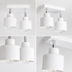 LAMPA PLAFON SUFITOWA ŻYRANDOL BIAŁY REFLEKTORY REGULACJA LOFT KUBEK 2xE27