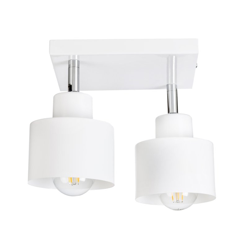 LAMPA PLAFON SUFITOWA ŻYRANDOL BIAŁY REFLEKTORY REGULACJA LOFT KUBEK 2xE27