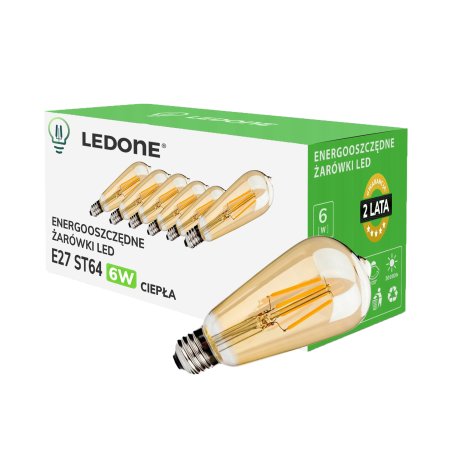 6x Żarówka LED filament E27...