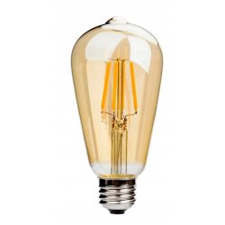6x Żarówka LED filament E27 ST64 6W CIEPŁA Vintage dymna amber Zestaw LED