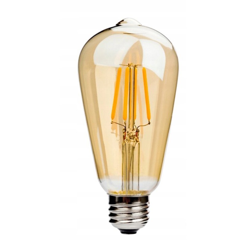 6x Żarówka LED filament E27 ST64 6W CIEPŁA Vintage dymna amber Zestaw LED
