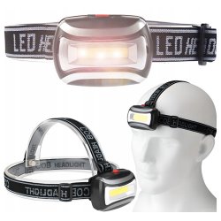 LATARKA CZOŁOWA Lampka na głowę CZOŁÓWKA LED COB 3W na baterię 3x AAA
