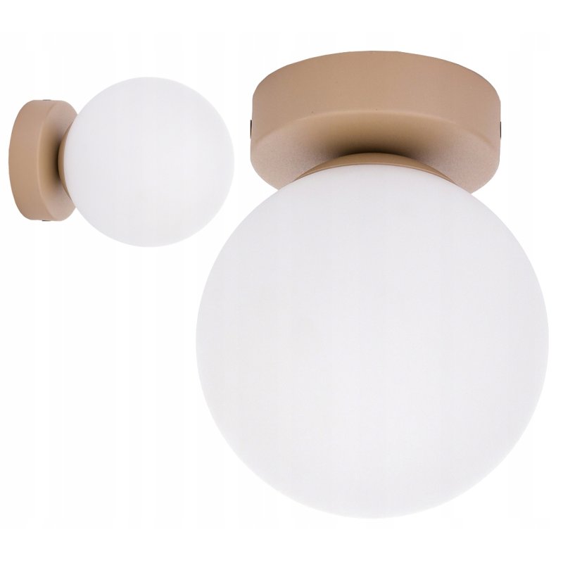 LAMPA sufitowa PLAFON kinkiet SZKLANY klosz KULA LED E27 KASZMIR beż ecru