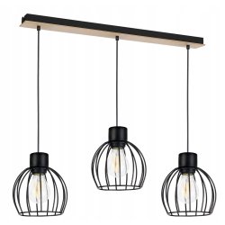 Lampa wisząca zwis żyrandol sufitowa LOFT klosz KULA metal Drewno na 3x E27