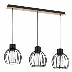 Lampa wisząca zwis żyrandol sufitowa LOFT klosz KULA metal Drewno na 3x E27