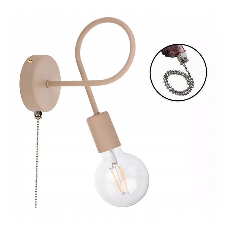 Lampa ścienna KINKIET stały LOFT 1x E27 z włącznikiem on/off KASZMIR beż