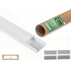 PROFIL alu szeroki XL 40mm NAWIERZCHNIOWY srebrny KLOSZ mleczny 2m do LED