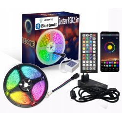 Taśma LED 2,5M RGB 5050 Bluetooth APLIKACJA MOBILNA PILOT MUZYKA ZESTAW 12V