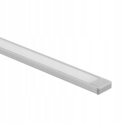 PROFIL aluminiowy NAWIERZCHNIOWY srebrny + KLOSZ mleczny zaślepki 1m do led