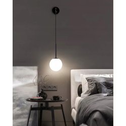 Lampa kinkiet ścienny WISZĄCY prosty LOFT na klosz SZKLANY KULA na 1x E27