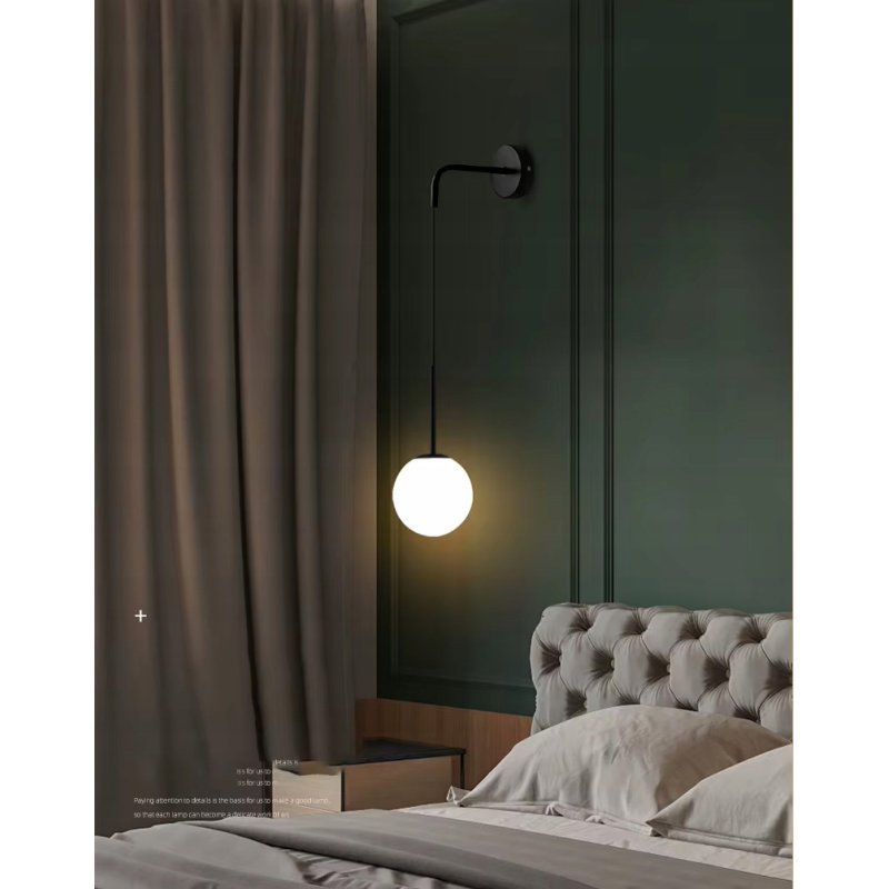 Lampa kinkiet ścienny WISZĄCY prosty LOFT na klosz SZKLANY KULA na 1x E27