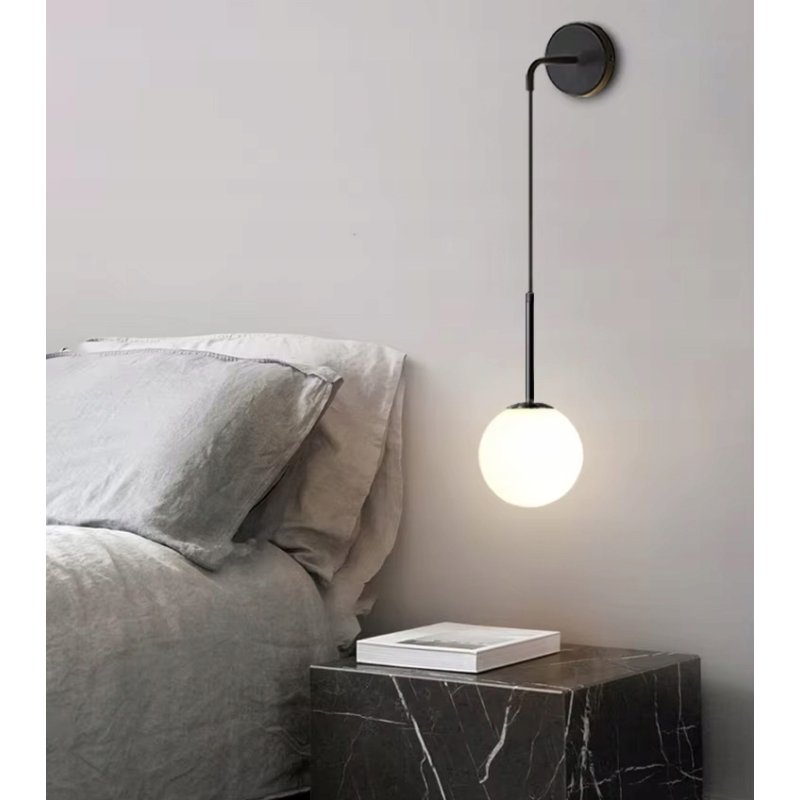 Lampa kinkiet ścienny WISZĄCY prosty LOFT na klosz SZKLANY KULA na 1x E27
