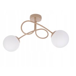 LAMPA SUFITOWA WISZĄCA PLAFON LOFT KRĘCONY KLOSZ KULA 2 x E27 KASZMIR beż