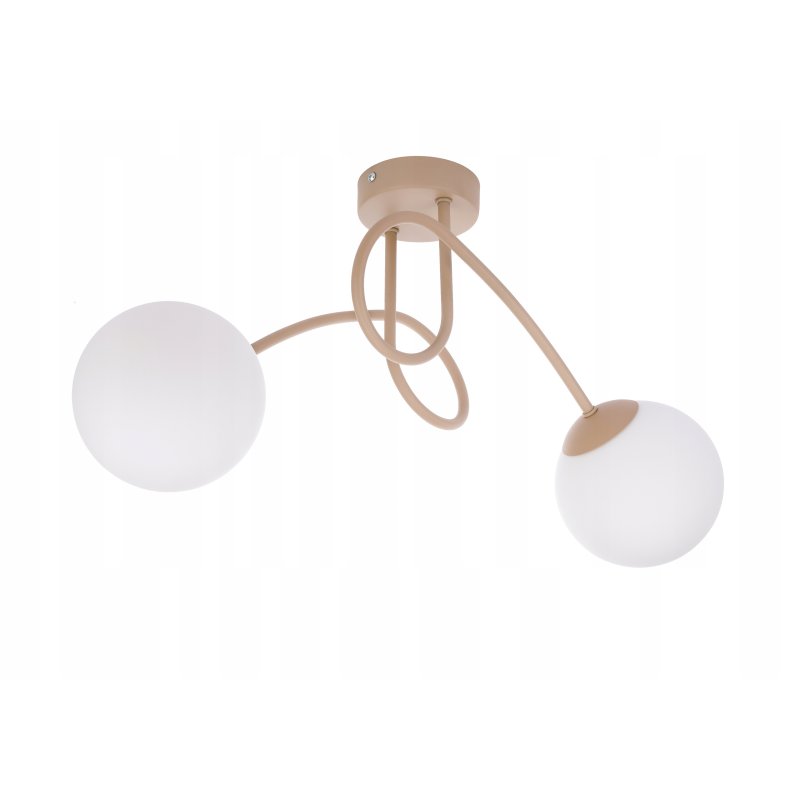 LAMPA SUFITOWA WISZĄCA PLAFON LOFT KRĘCONY KLOSZ KULA 2 x E27 KASZMIR beż