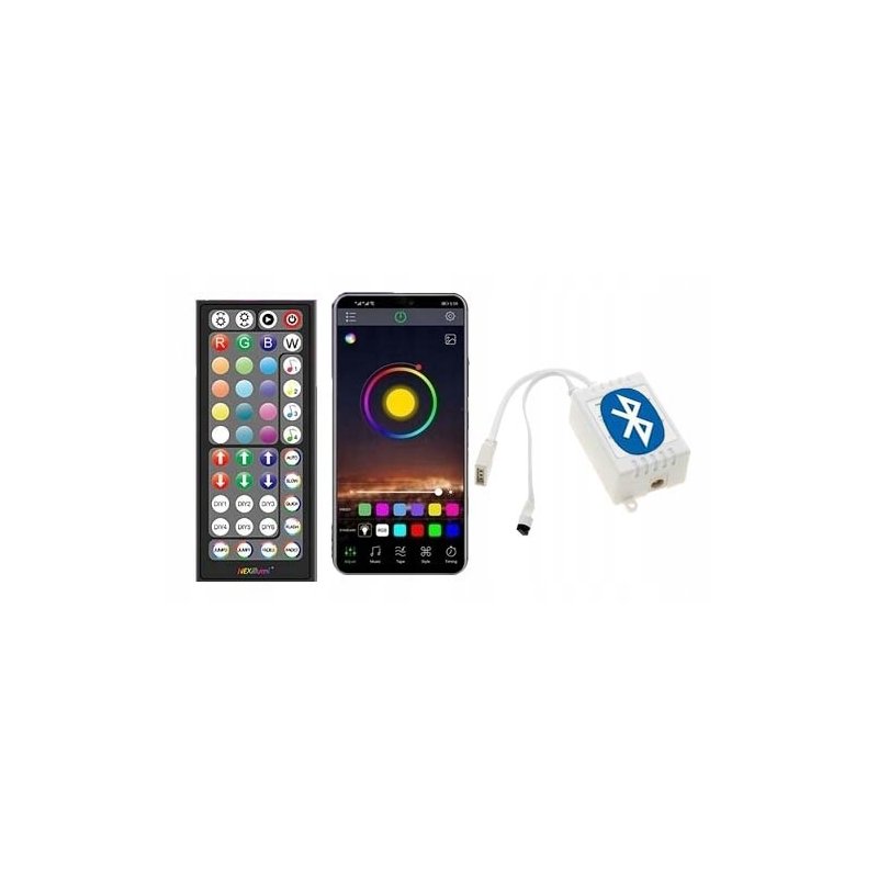 Taśma LED 2,5M RGB 5050 Bluetooth APLIKACJA MOBILNA PILOT MUZYKA ZESTAW 12V