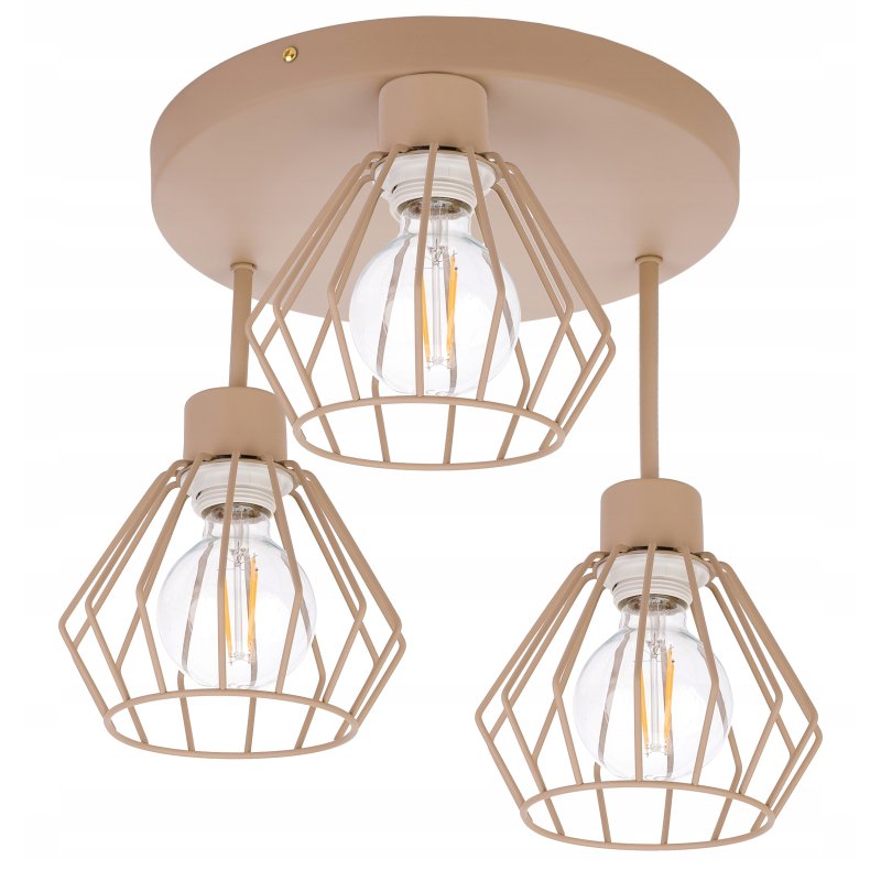 LAMPA WISZĄCA SUFITOWA PLAFON ŻYRANDOL stały BRYLANT 3 E27 KASZMIR beż ecru