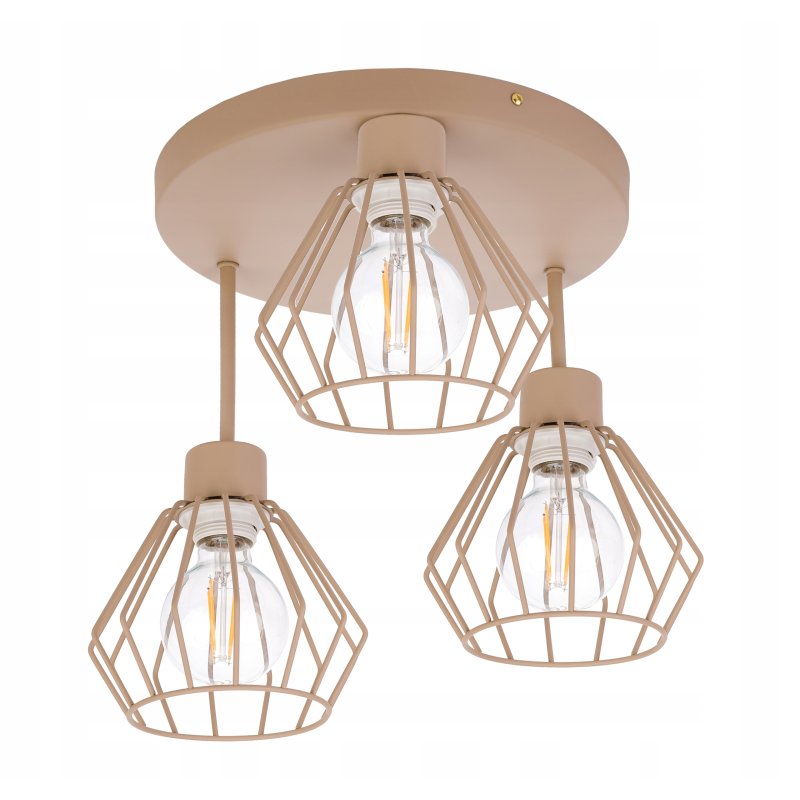 LAMPA WISZĄCA SUFITOWA PLAFON ŻYRANDOL stały BRYLANT 3 E27 KASZMIR beż ecru