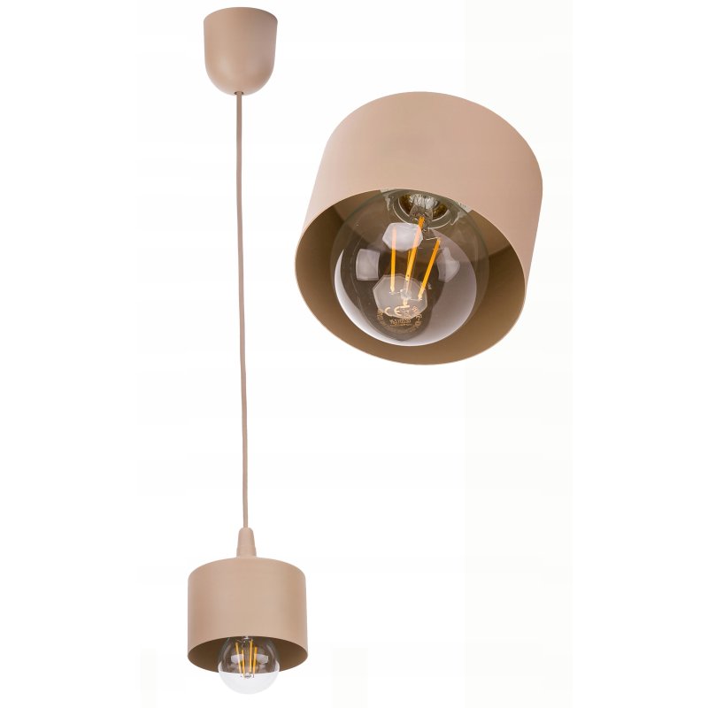 LAMPA WISZĄCA ZWIS PCV ŻYRANDOL SUFITOWY klosz kubek E27 KASZMIR beż ecru