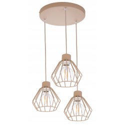 LAMPA WISZĄCA ZWIS ŻYRANDOL SUFITOWY klosz BRYLANT na E27 KASZMIR beż ecru