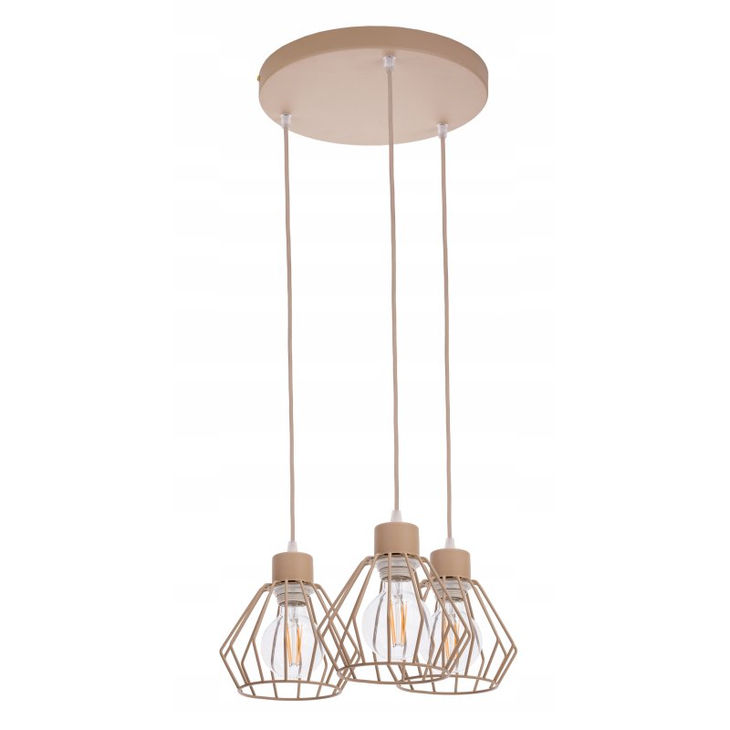 LAMPA WISZĄCA ZWIS ŻYRANDOL SUFITOWY klosz BRYLANT na E27 KASZMIR beż ecru