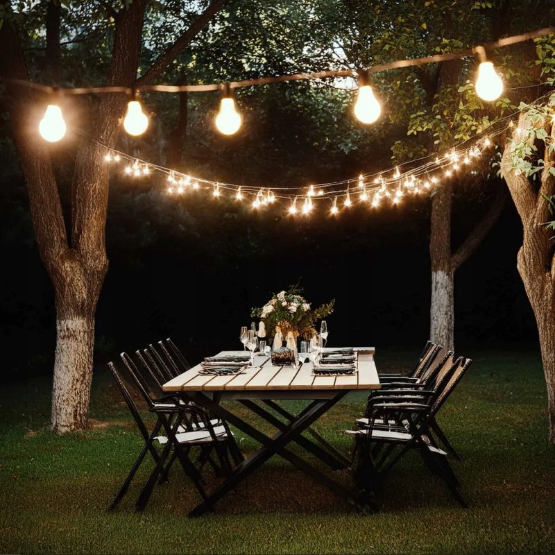 Girlanda SOLARNA i USB ogrodowa lampki solarne LED G45 E27 x15 + Pilot 15m