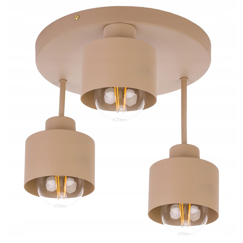 LAMPA WISZĄCA SUFITOWA PLAFON ŻYRANDOL stały KUBEK 3x E27 KASZMIR beż ecru
