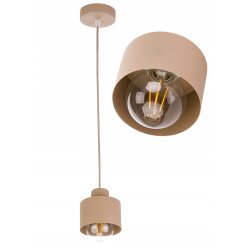 LAMPA WISZĄCA ZWIS ŻYRANDOL SUFITOWY klosz KUBEK E27 KASZMIR beż ecru beige
