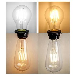 6x Żarówka LED filament E27 A60 6W biała ZIMNA retro CLEAR Zestaw LEDOWY