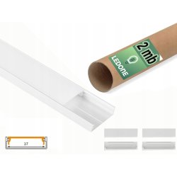 PROFIL alu szeroki XL 40mm NAWIERZCHNIOWY biały KLOSZ mleczny 2m do LED