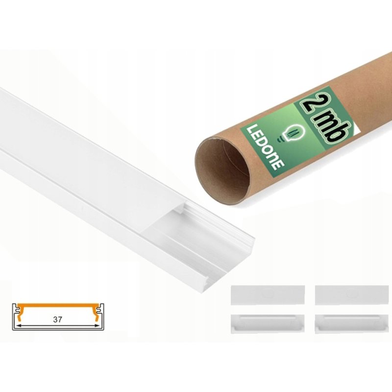 PROFIL alu szeroki XL 40mm NAWIERZCHNIOWY biały KLOSZ mleczny 2m do LED