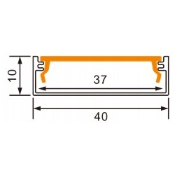 PROFIL alu szeroki XL 40mm NAWIERZCHNIOWY biały KLOSZ mleczny 2m do LED