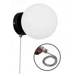 LAMPA ścienna KINKIET z włącznikiem on/off łańcuszkowym SZKLANY KLOSZ KULA