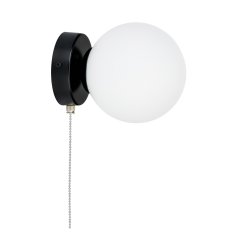 LAMPA ścienna KINKIET z włącznikiem on/off łańcuszkowym SZKLANY KLOSZ KULA