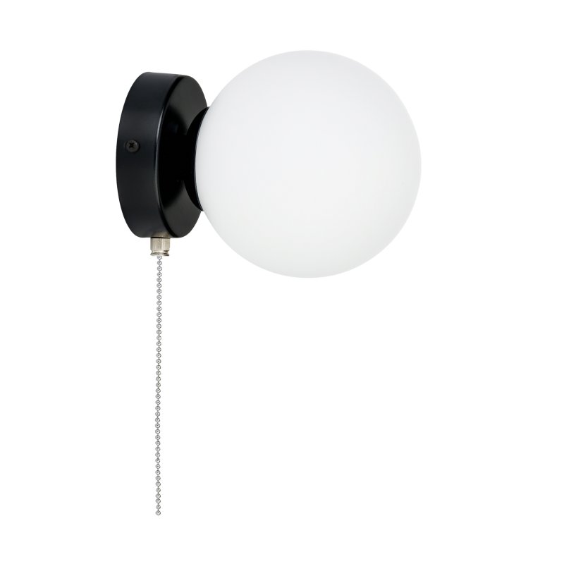 LAMPA ścienna KINKIET z włącznikiem on/off łańcuszkowym SZKLANY KLOSZ KULA