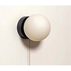 LAMPA ścienna KINKIET z włącznikiem on/off łańcuszkowym SZKLANY KLOSZ KULA