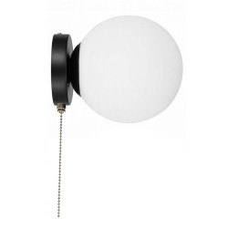 LAMPA ścienna KINKIET z włącznikiem on/off łańcuszkowym SZKLANY KLOSZ KULA