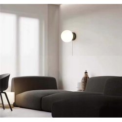 LAMPA ścienna KINKIET z włącznikiem on/off łańcuszkowym SZKLANY KLOSZ KULA