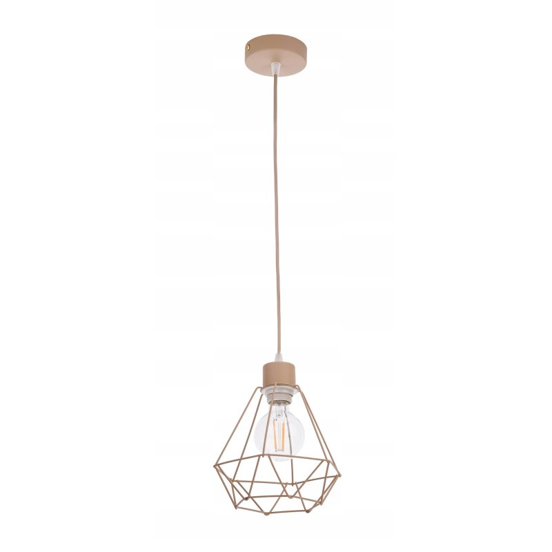 LAMPA WISZĄCA ZWIS ŻYRANDOL SUFITOWY klosz DIAMENT na E27 KASZMIR beż ecru